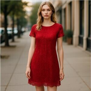 DownEast Burgundy Lace Dress Size S